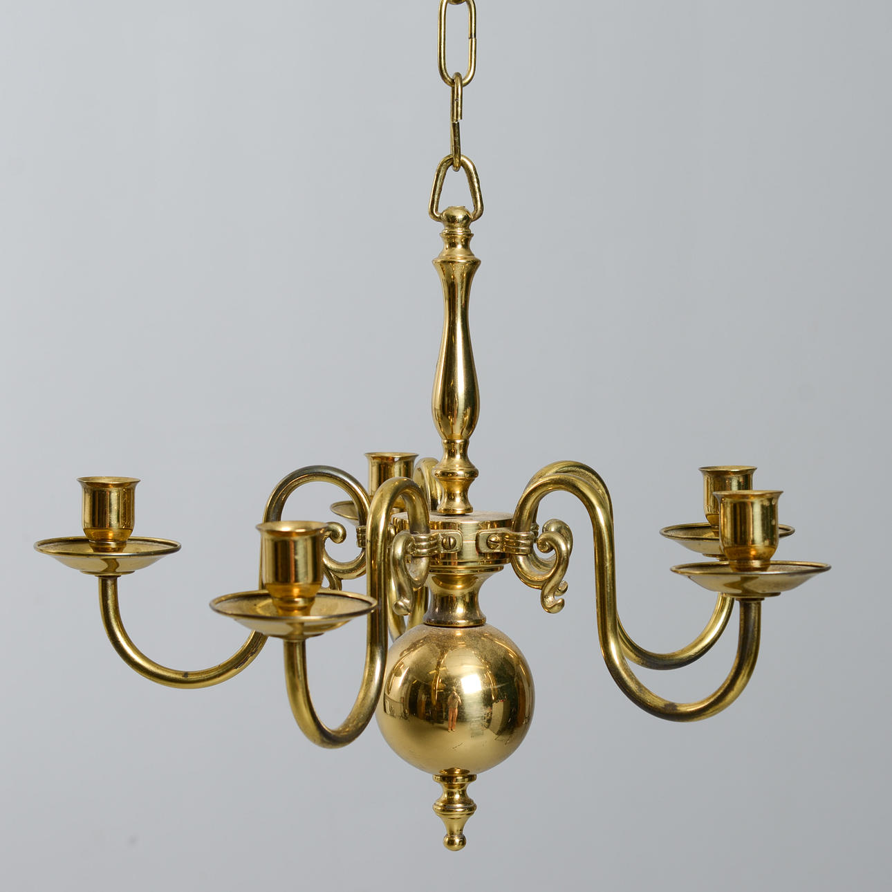 A brass chandelier, 20th century.