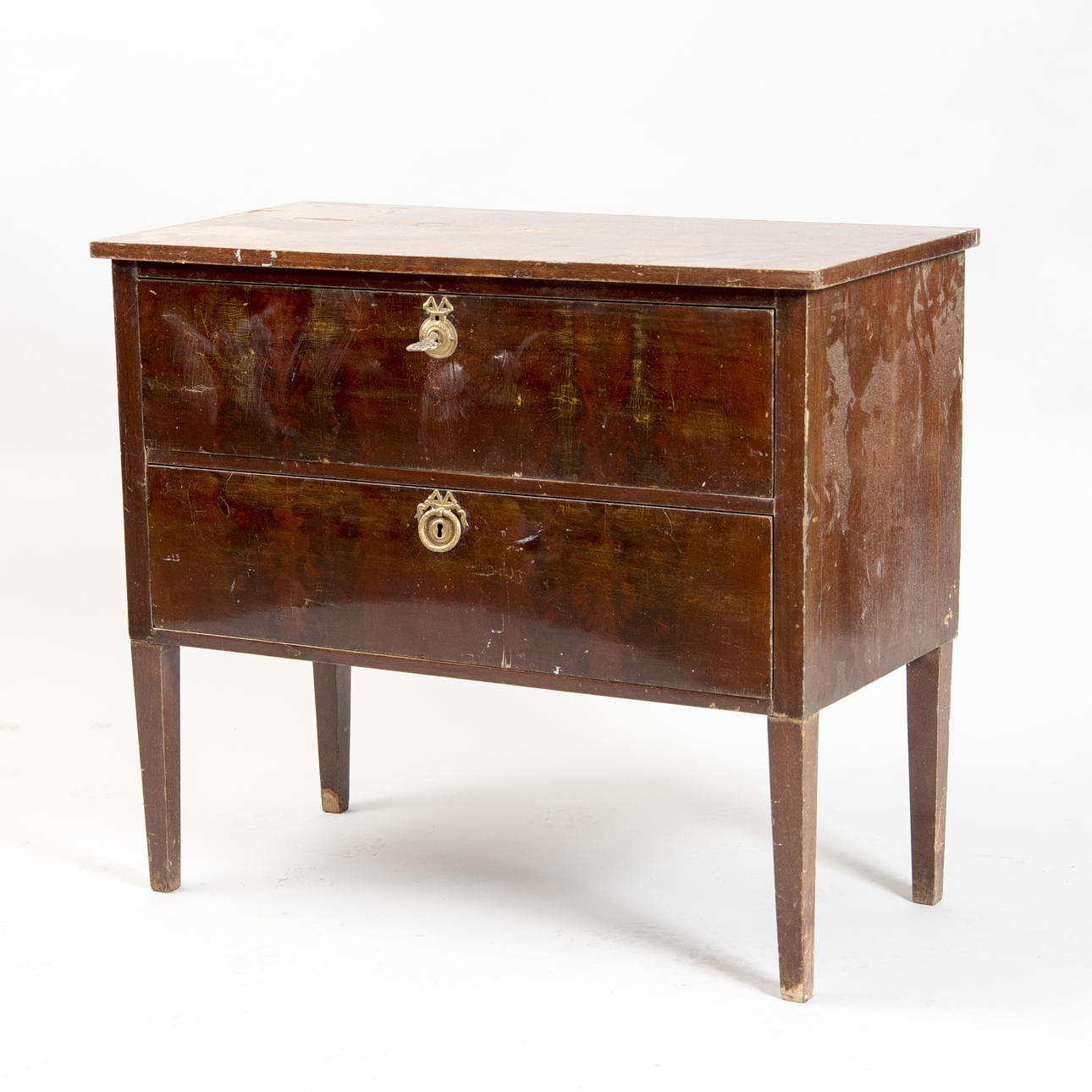 BYRÅ, 2-lådig, gustaviansk stil, sekelskiftet 1800/1900.