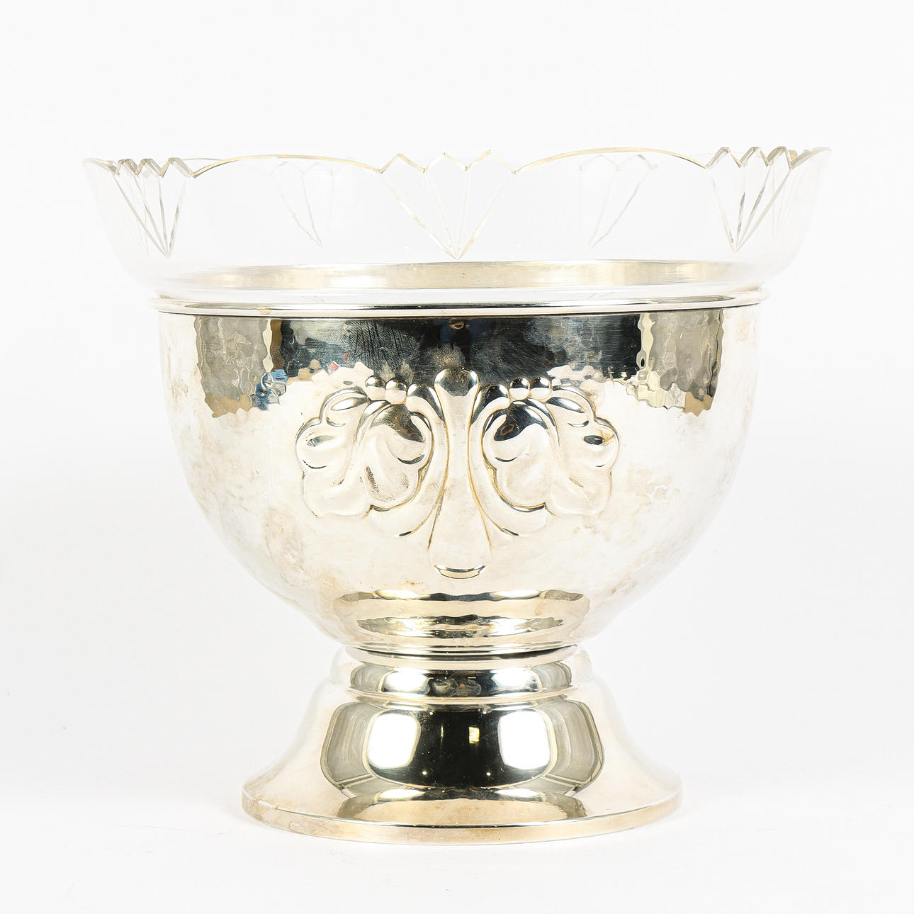 BOWL nickel silver, with glass insert.