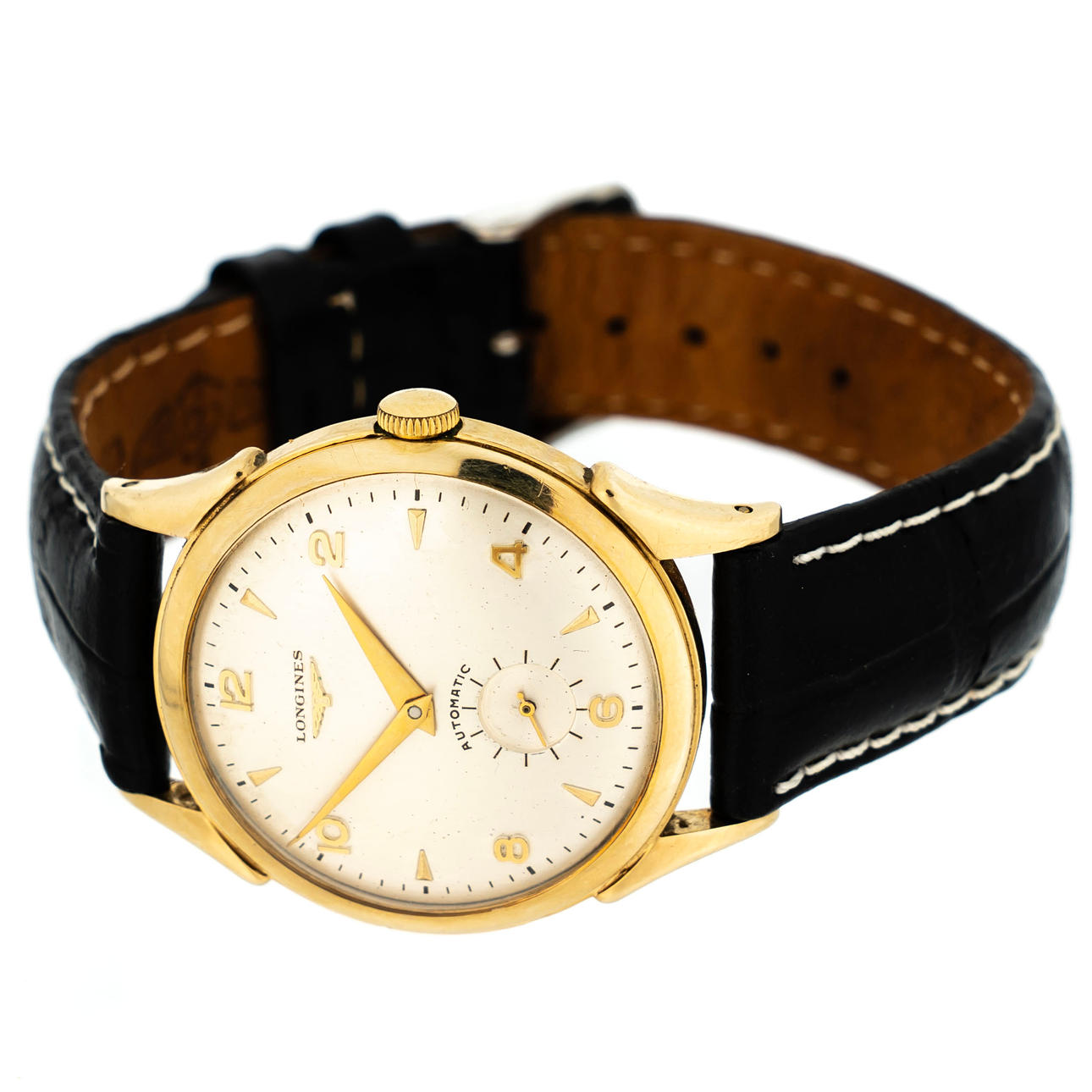 LONGINES. Automatic Armbandsur, Herr, Guld på stål.