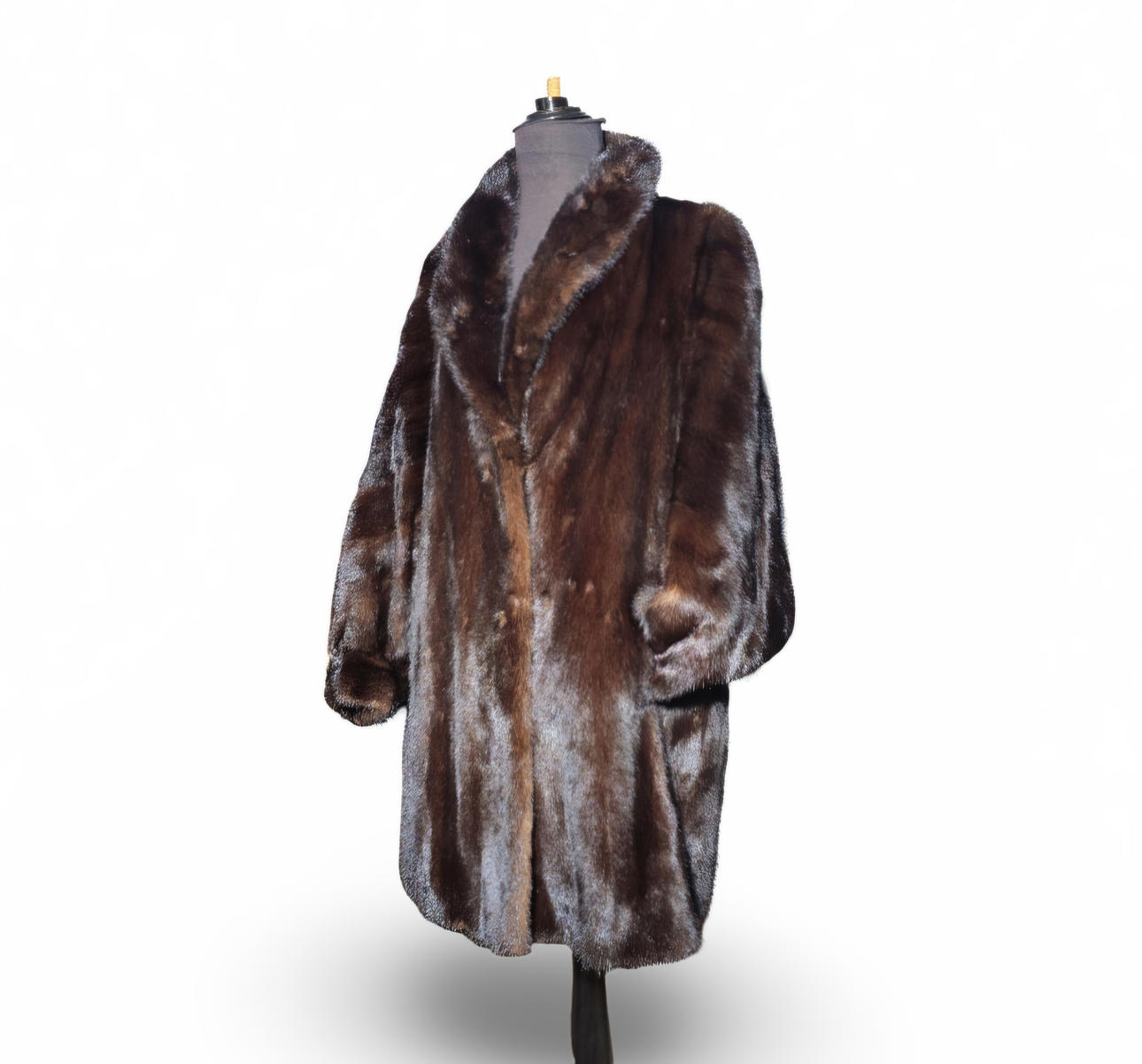 Dark brown mink jacket. Size 44 approx.