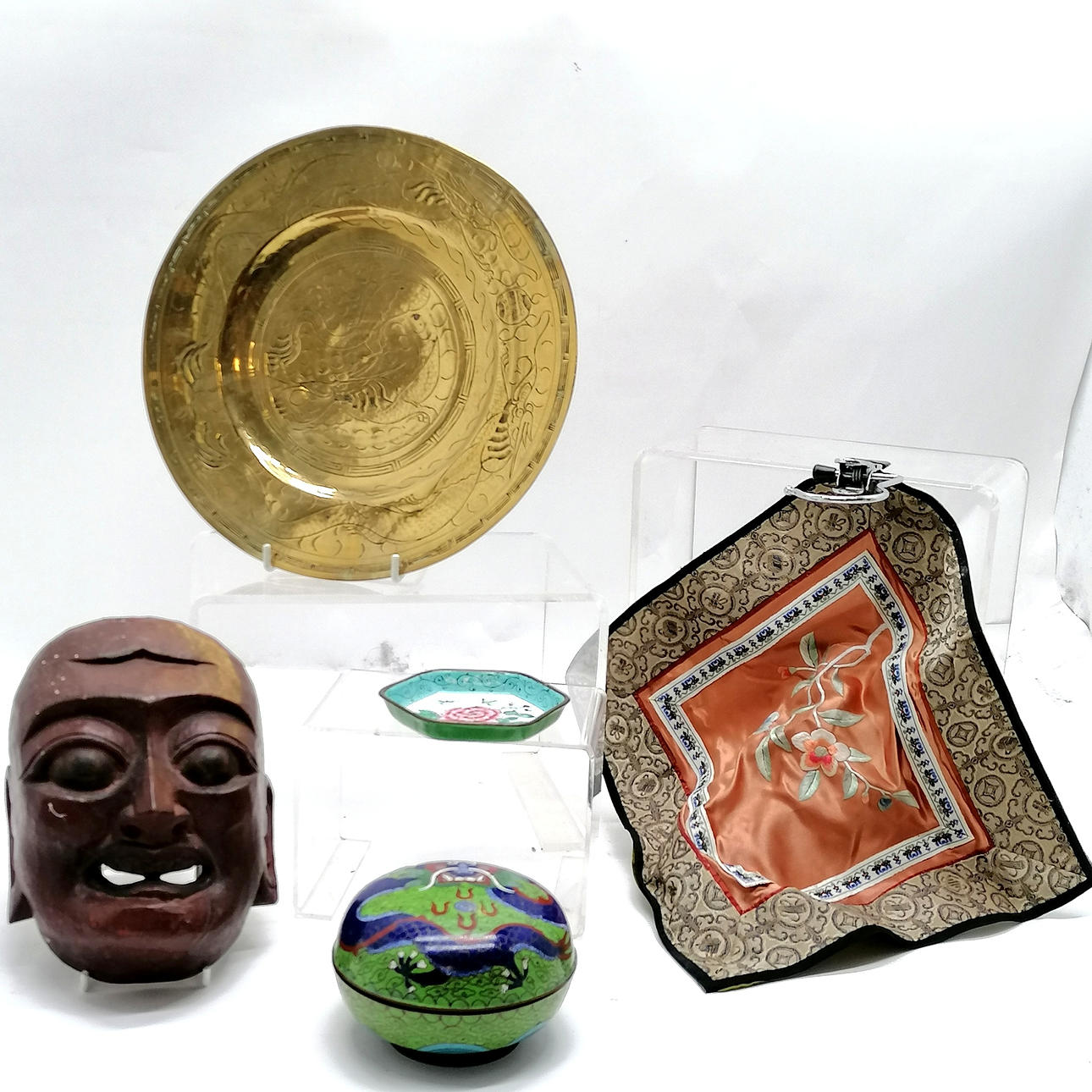 HAND CARVED ORIENTAL WALL MASK.