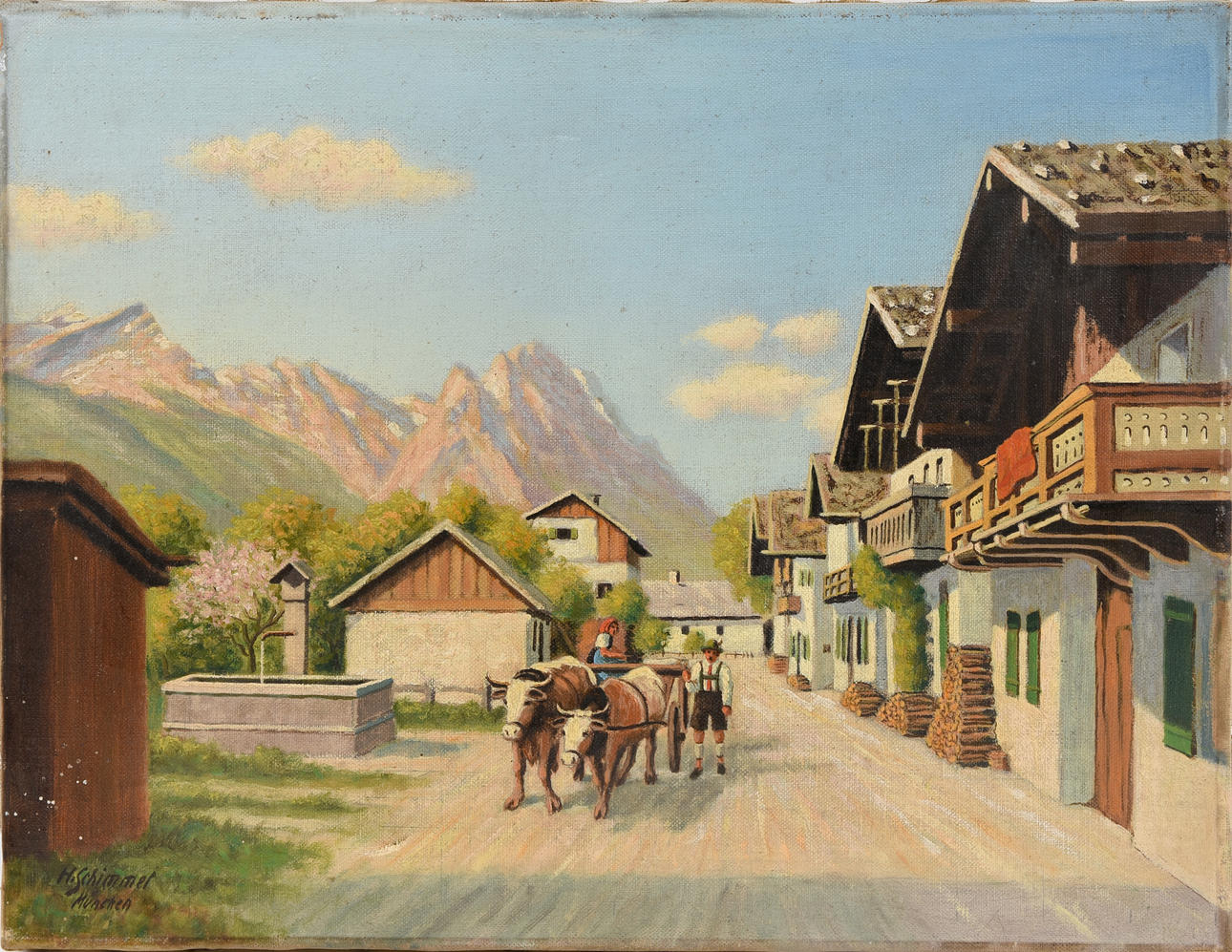 OKÄND KONSTNÄR. olja på duk, signerad H Schimmer.