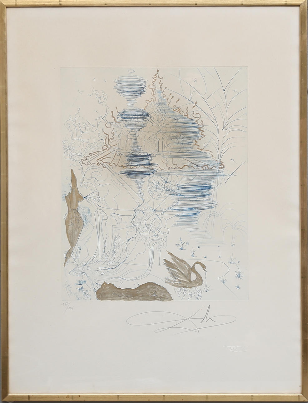 SALVADOR DALI. Etsning med guldprägling, signerad och numrerad 116/145.