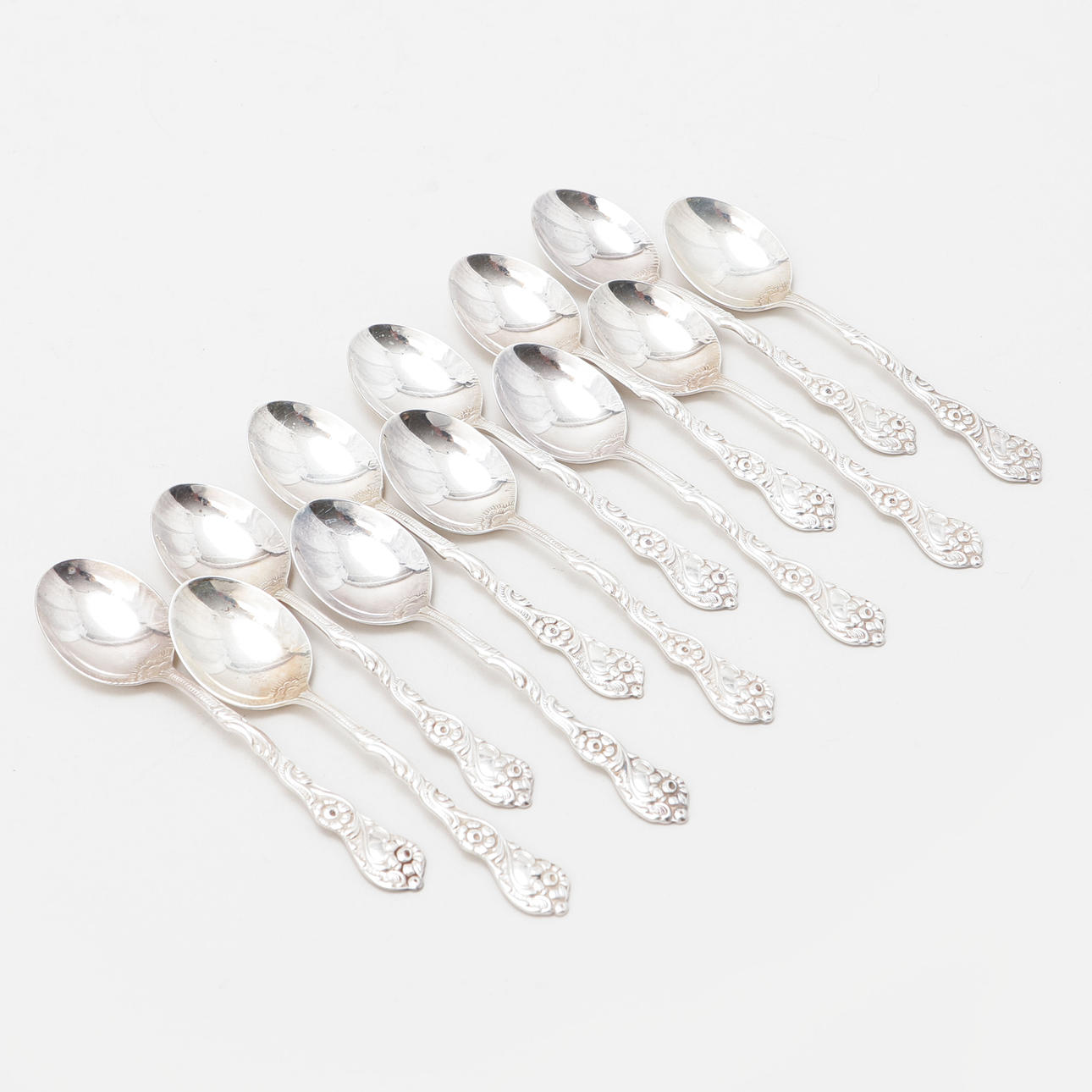 KAFFE/MOCCASKEDAR, silver, 12 st, vikt ca 120 gram.