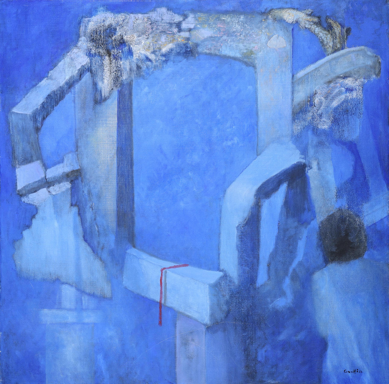 GUNNAR GAUFFIN. Oil on canvas, “Red Thread”, signed.