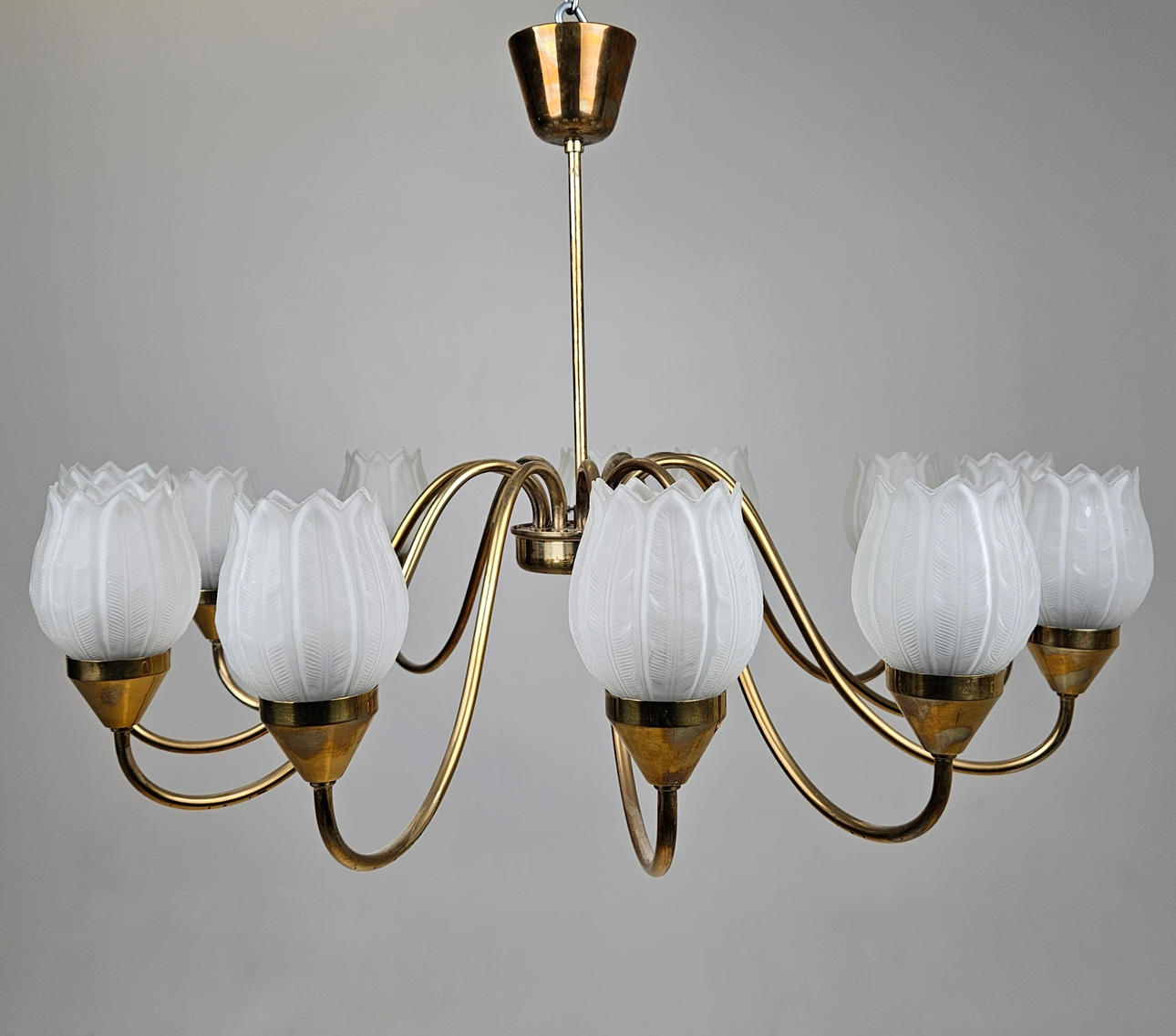 A 20th-century brass ceiling lamp, height approx. 40 cm.