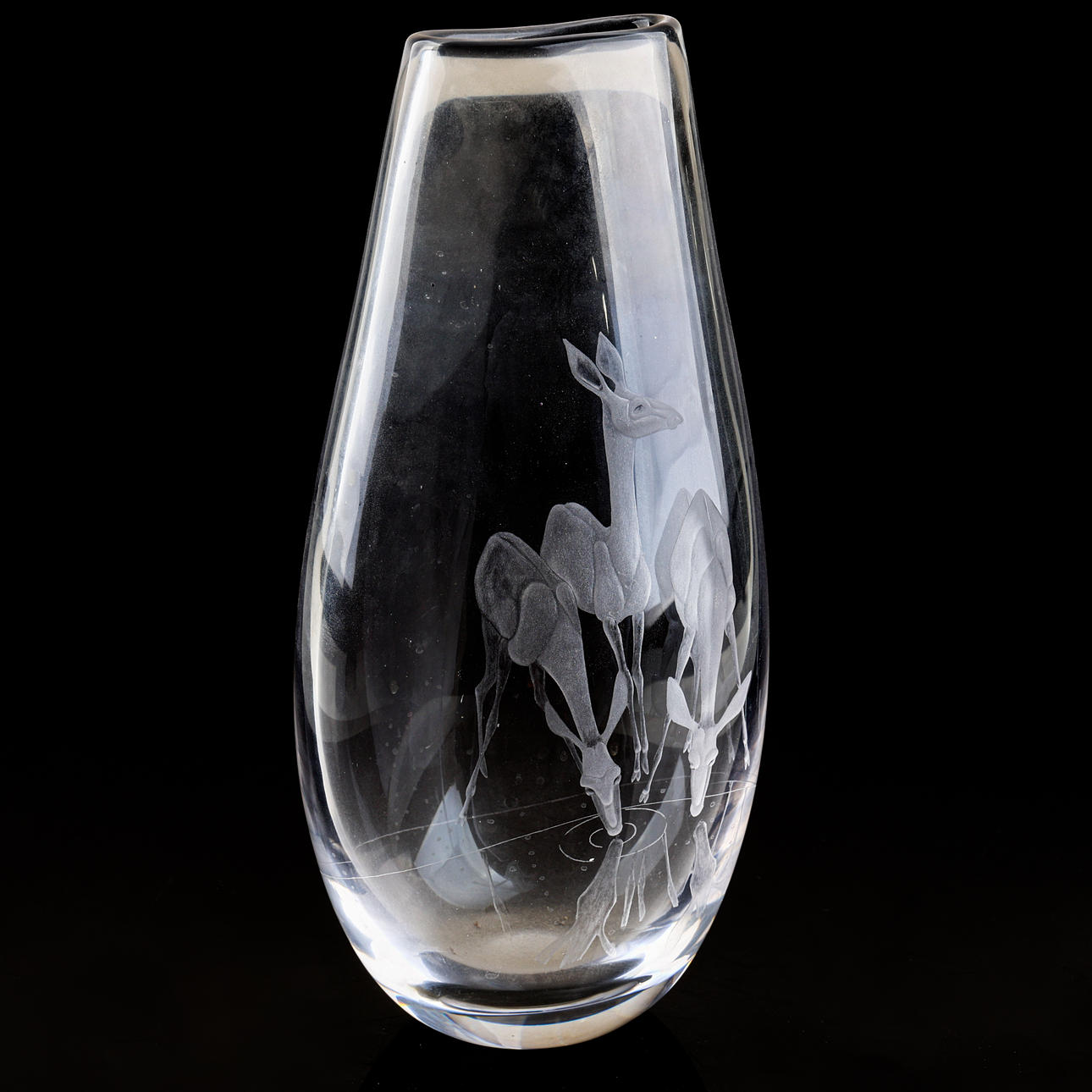 VICKE LINDSTRAND. A vase, engraved, signed Kosta.