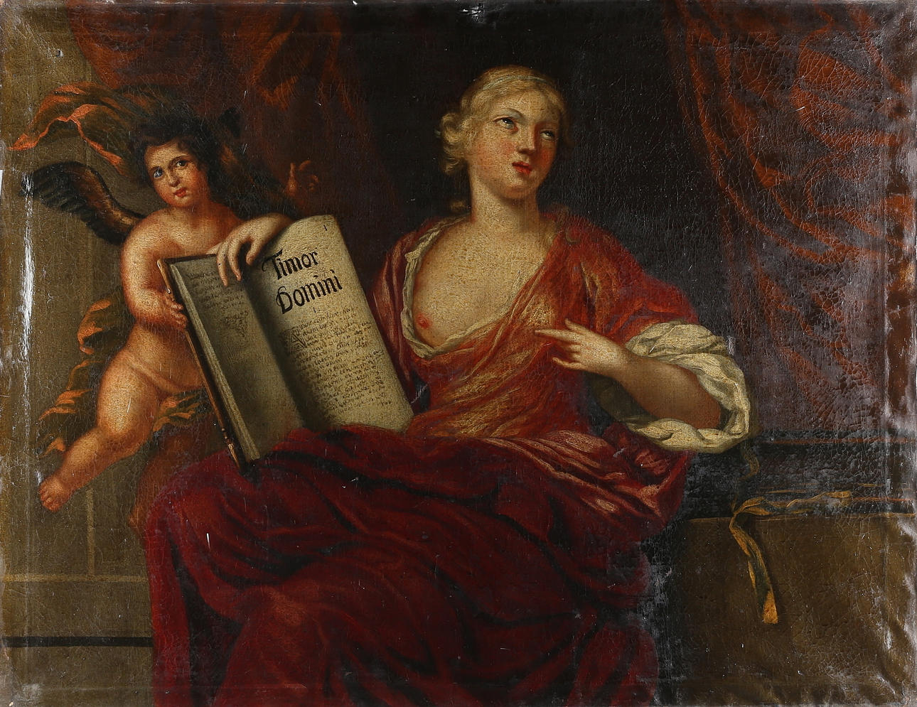 HERMAN BLÖDISTEL. "Allegori över gudfruktigheten", olja på duk, signerad Herman Blödistel samt daterad 1688.