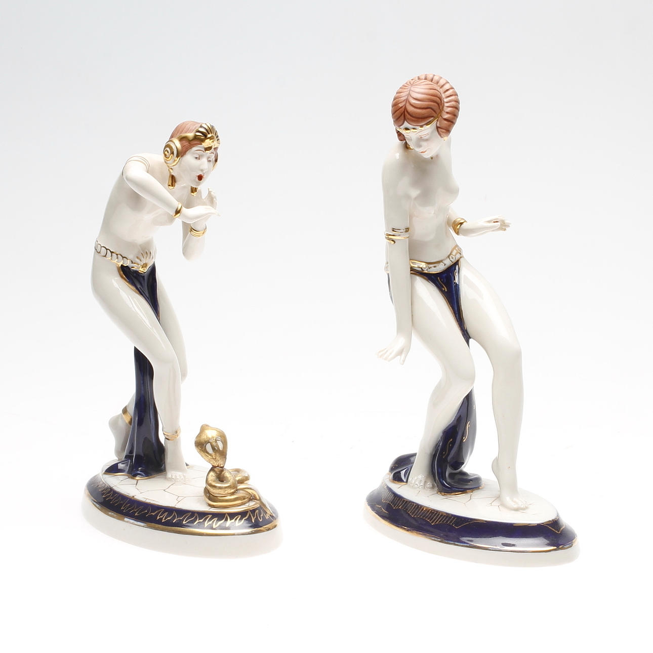 FIGURINER, 2 st, porslin, Art deco, Royal Dux, Tjeckoslovakien.