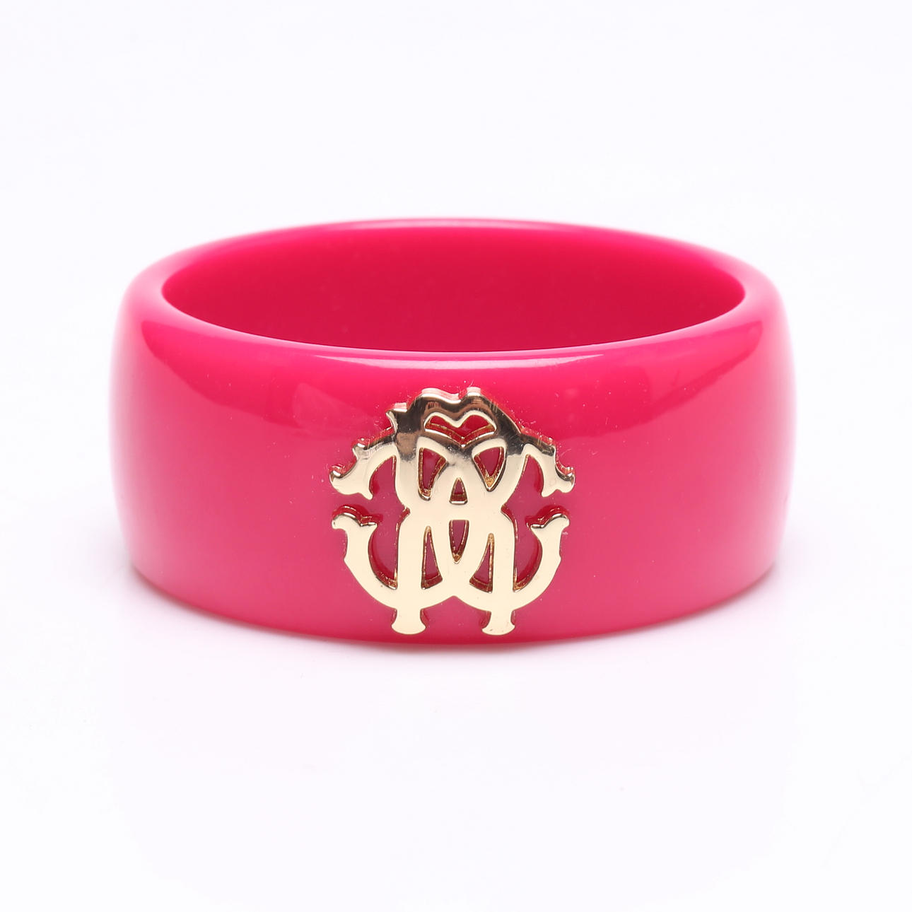 ROBERTO CAVALLI. Bangle, plastic with gold-colored monogram, contemporary.