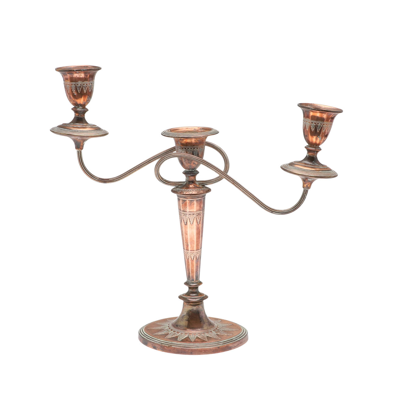 A VICTORIAN THREE BRANCH CANDELABRA.