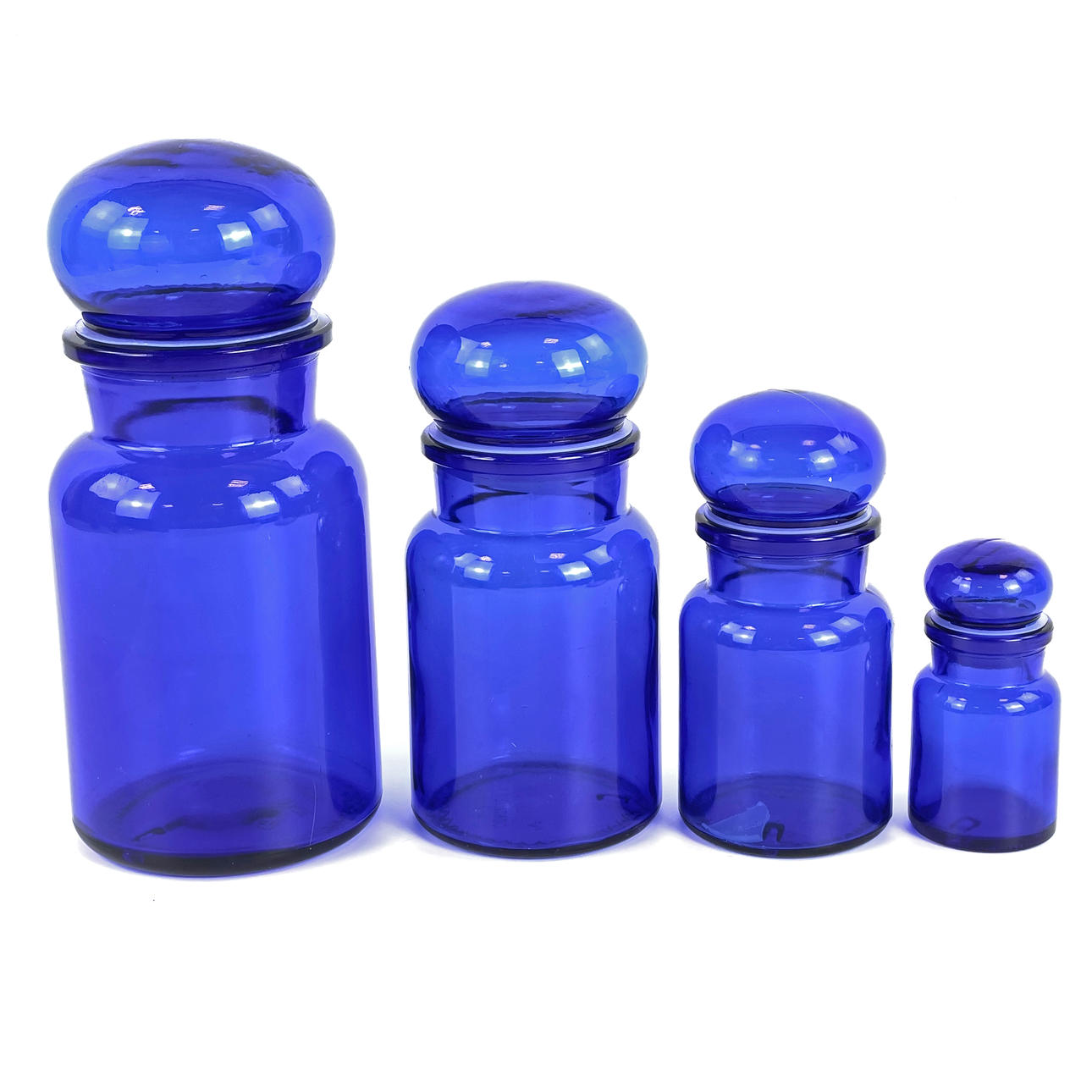 PHARMACY JARS, 4 pcs. Stained glass, Belgium.