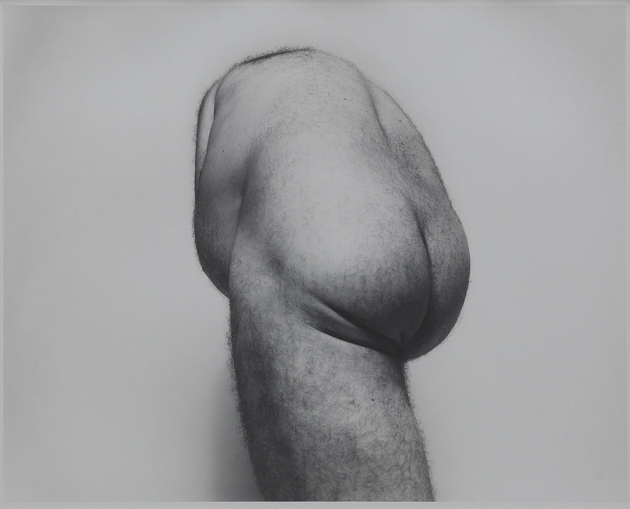 JOHN  COPLANS. SILVER GELATIN COPY, “SELF PORTRAIT, BACK TORSO FROM BELOW 1985", SIGNED, NUMBERED 5/12.