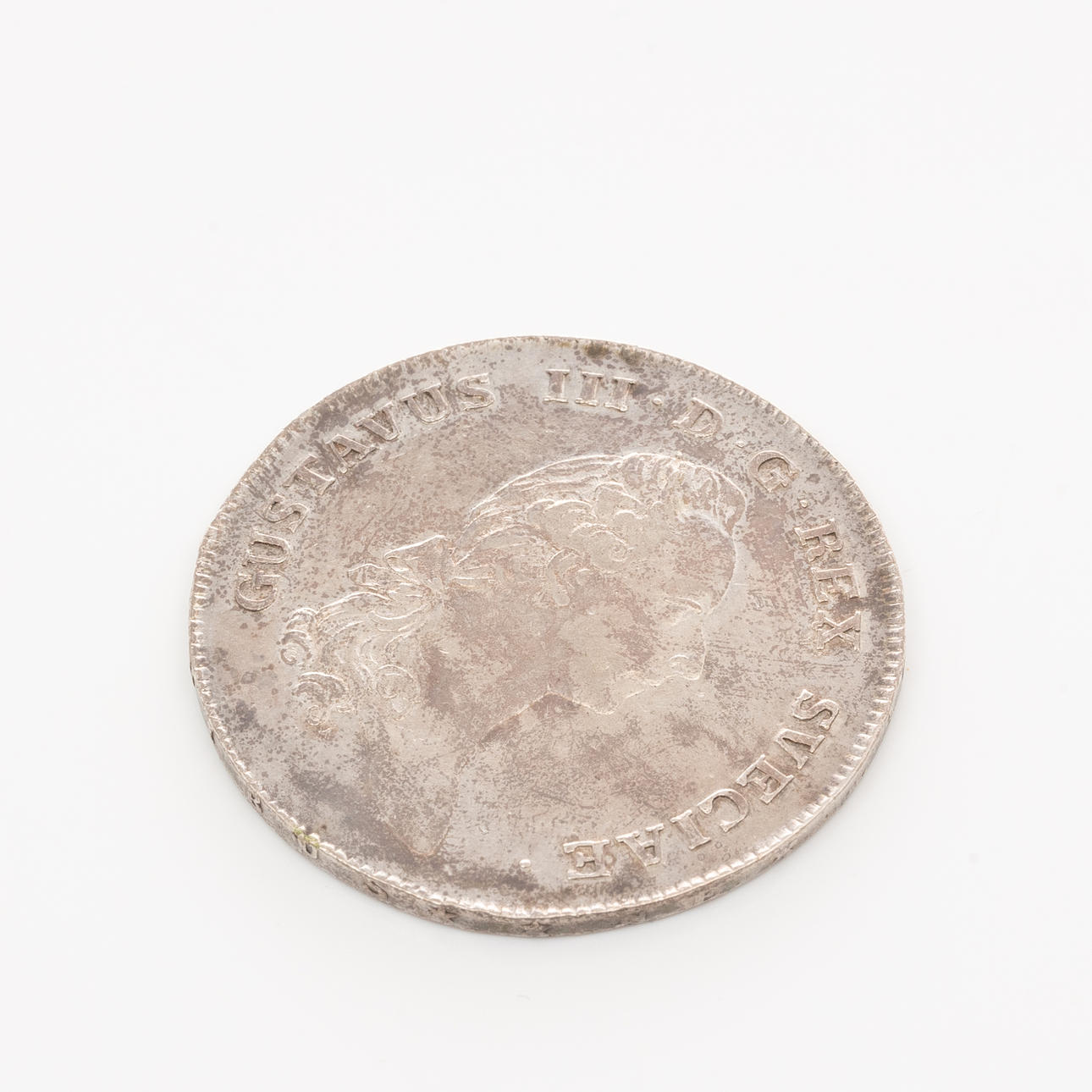 A silver coin, 1 Riksdaler, 1781, Gustav III.