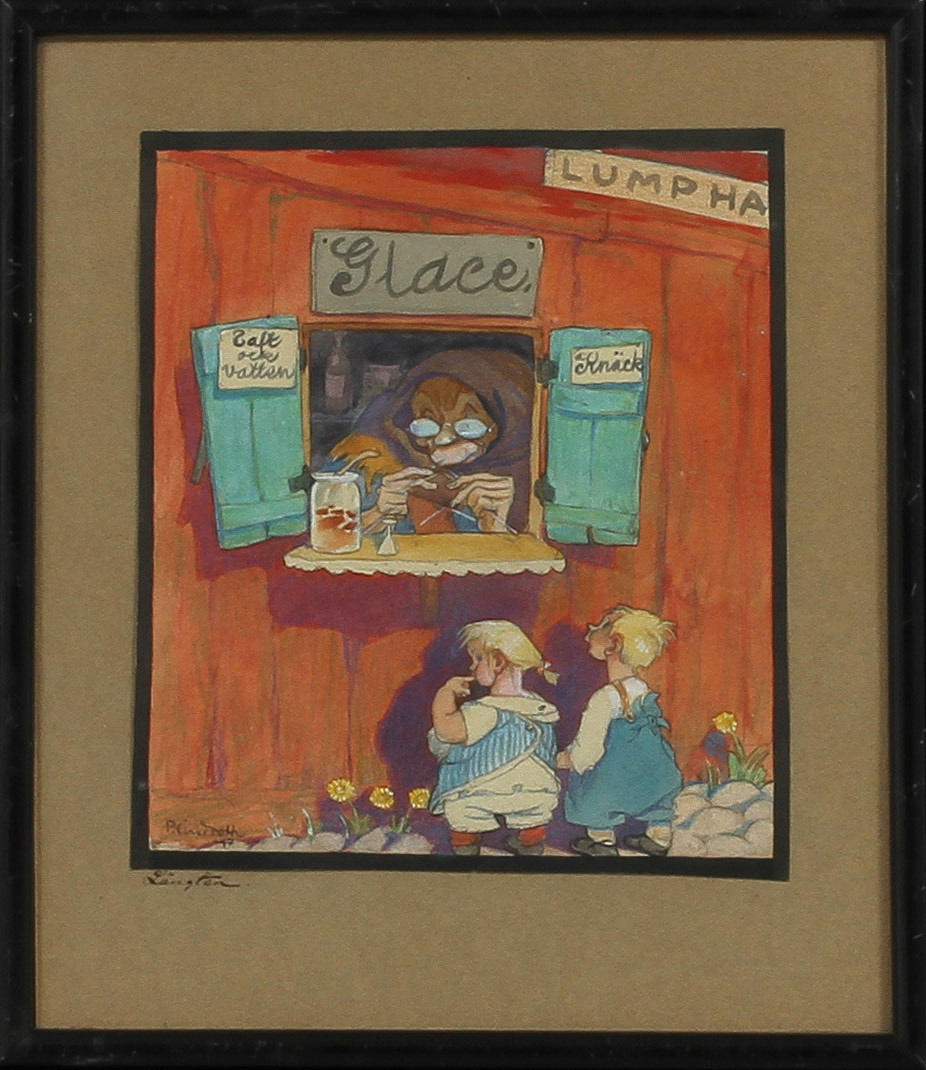 PER LINDROTH. "Längtan", akvarell, signerad.