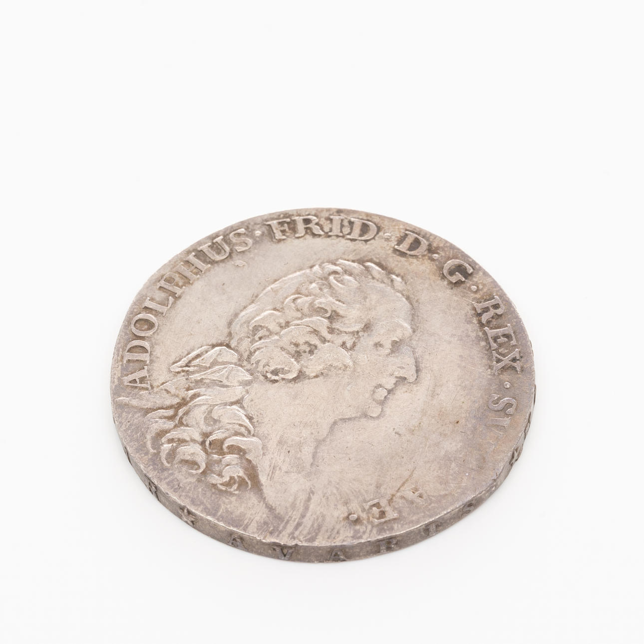 A silver coin, 1 Riksdaler, 1769, Adolf Fredrik.