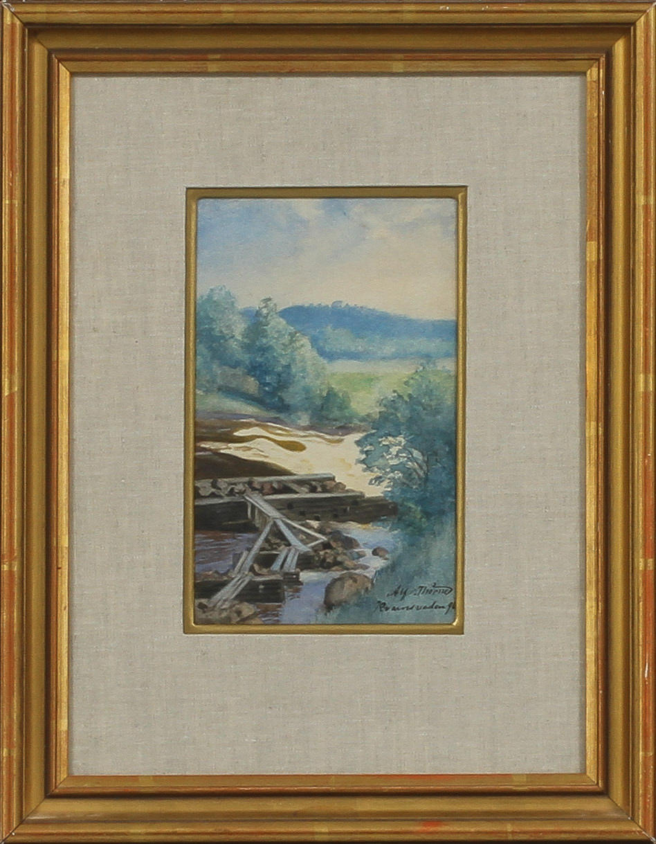 ALFRED THÖRNE. "Kransveden", akvarell, signerad.