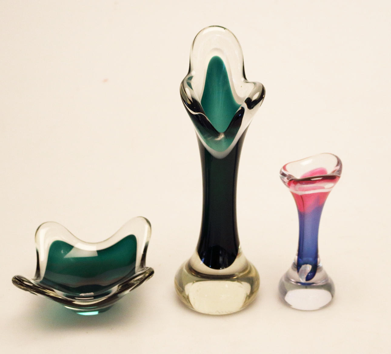 VASER samt SKÅL, 3 delar, glas, Flygsfors, signerade.