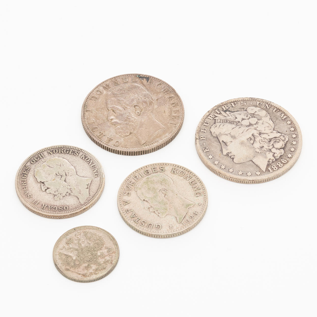 SILVER COINS, 5 pcs.