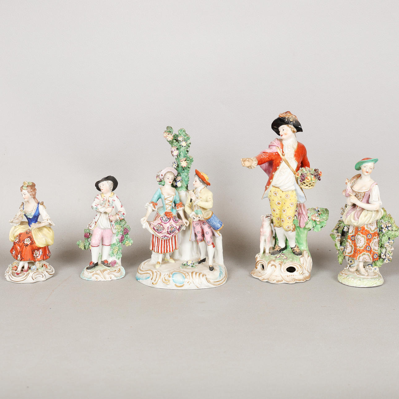 FIVE VARIOUS CONTINENTAL PORCELAIN FIGURES (5).