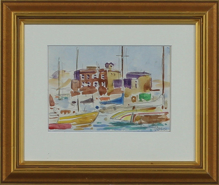 MARTIN POSER. Marstrand och näckrosdamm, akvareller, 2st, signerade.