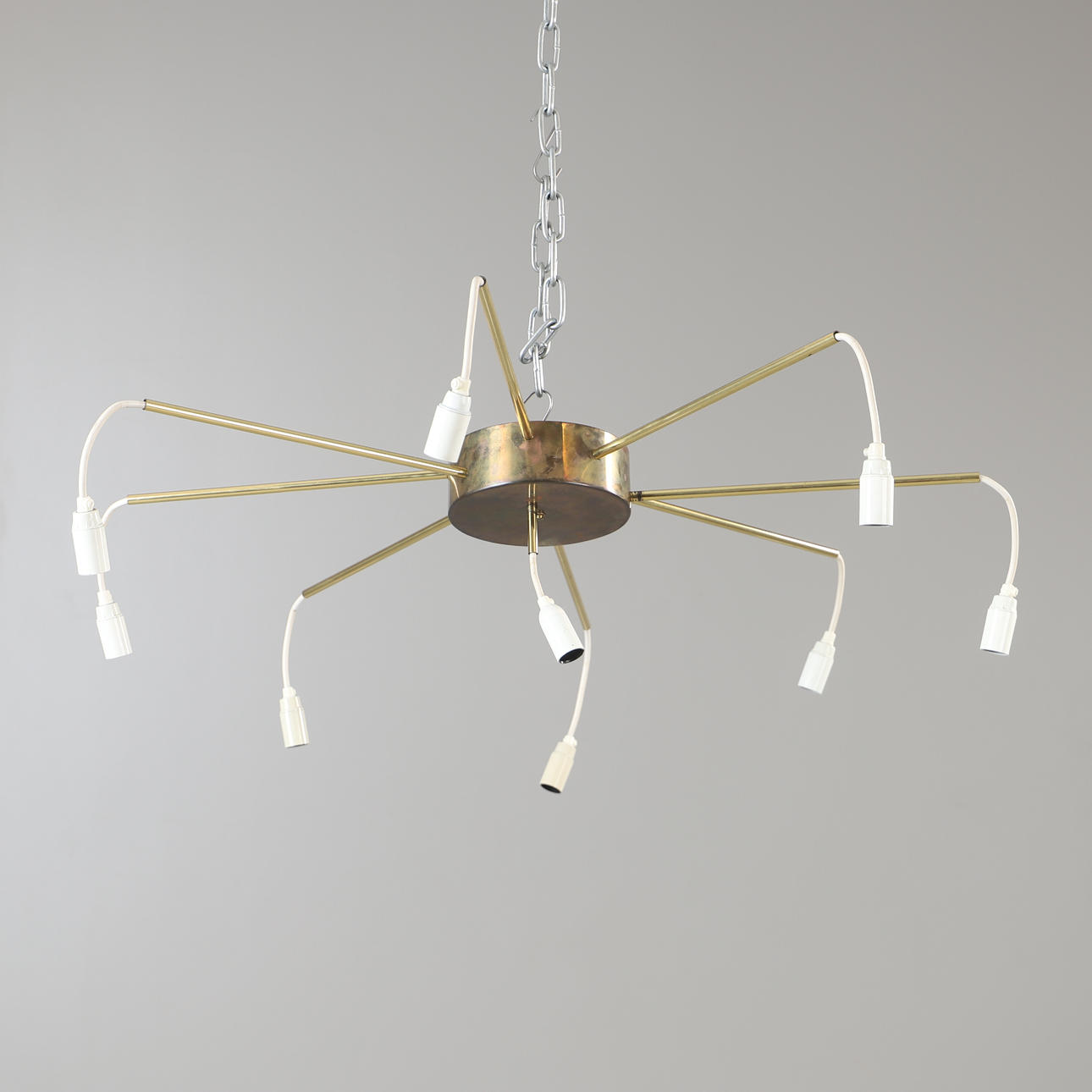 A mid 20th century brass ceiling lamp.