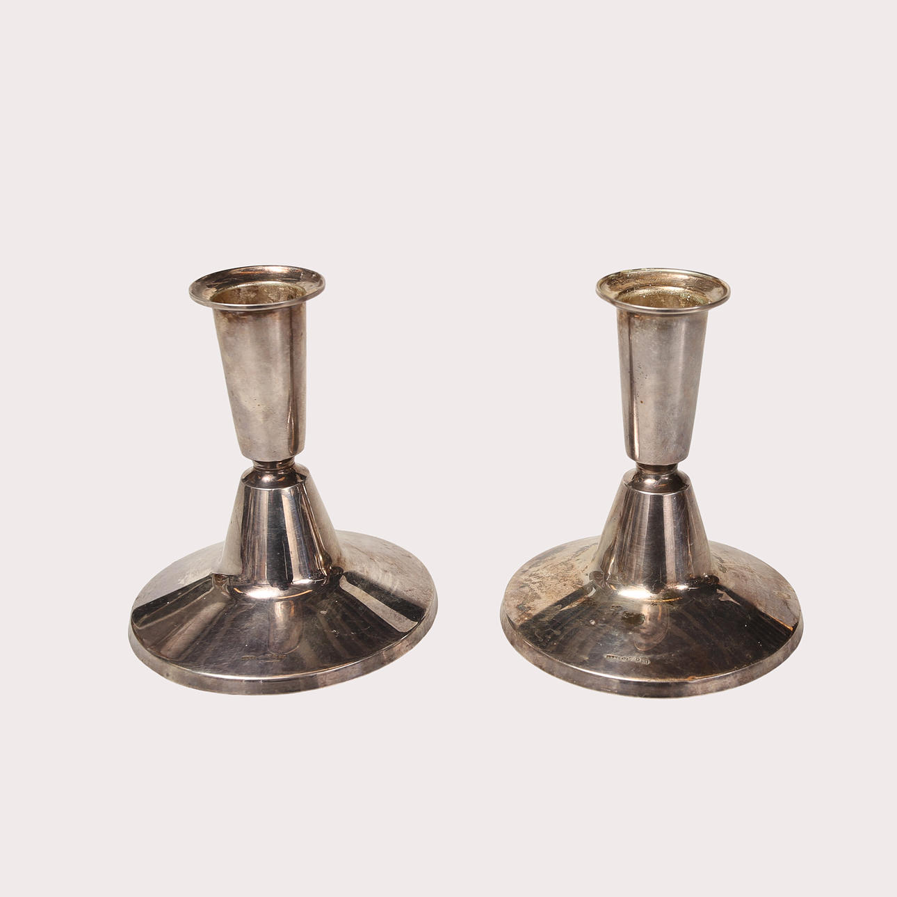 CANDLESTICKS, silver, a pair.