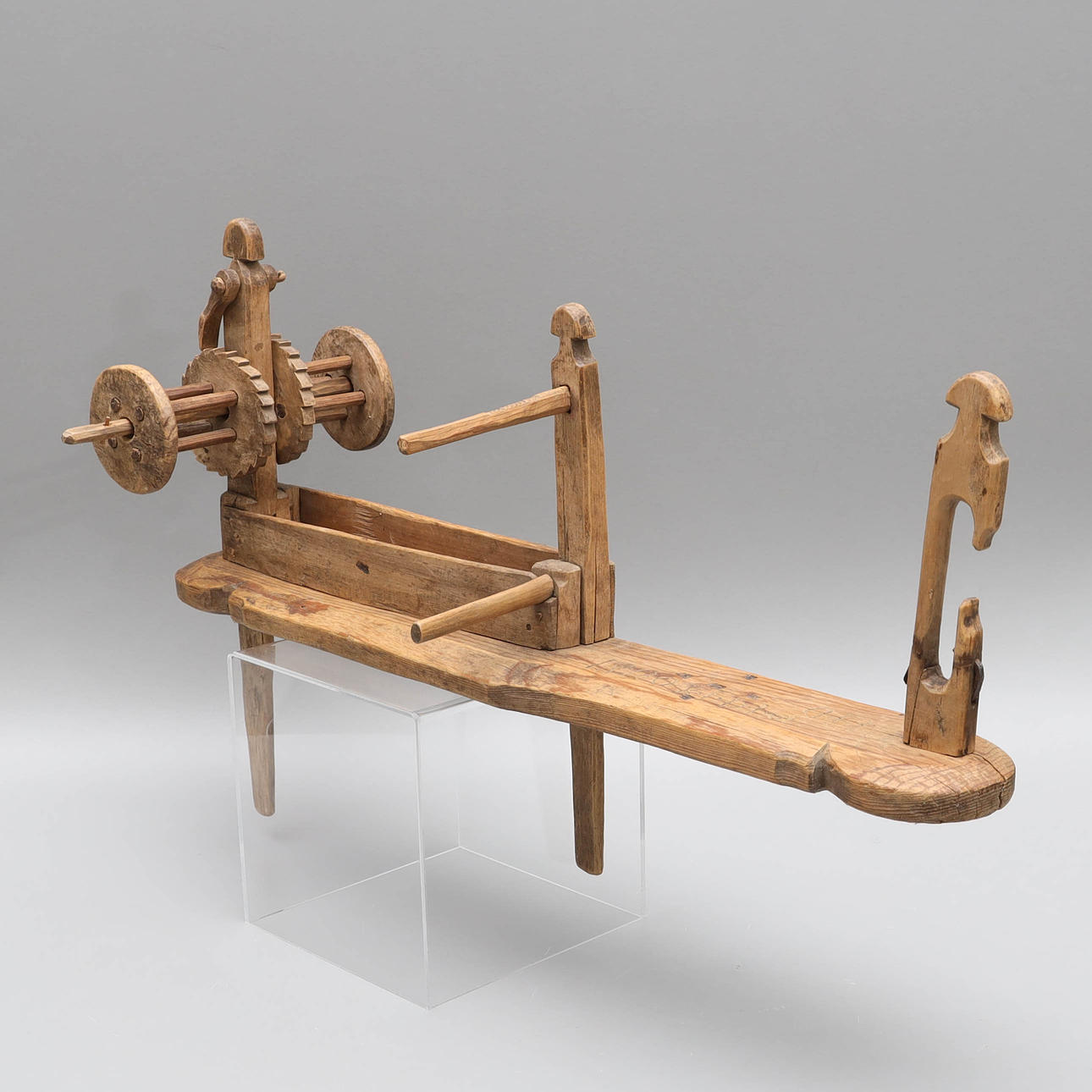A RIBBON LOOM, table model, allmoge, marked, stamped, dated 1820.
