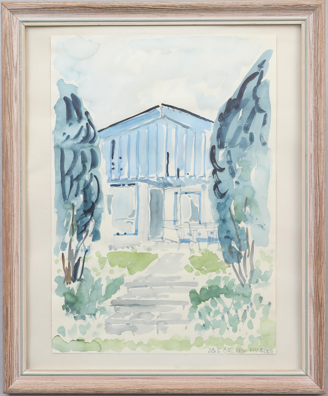 ERIK AHNBORG. Watercolor, dated 8528-6-1985.