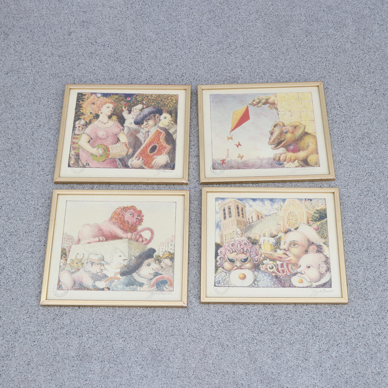 JEPPE EISNER. Lithographs, four. From the series Pariser bilder. Signed.