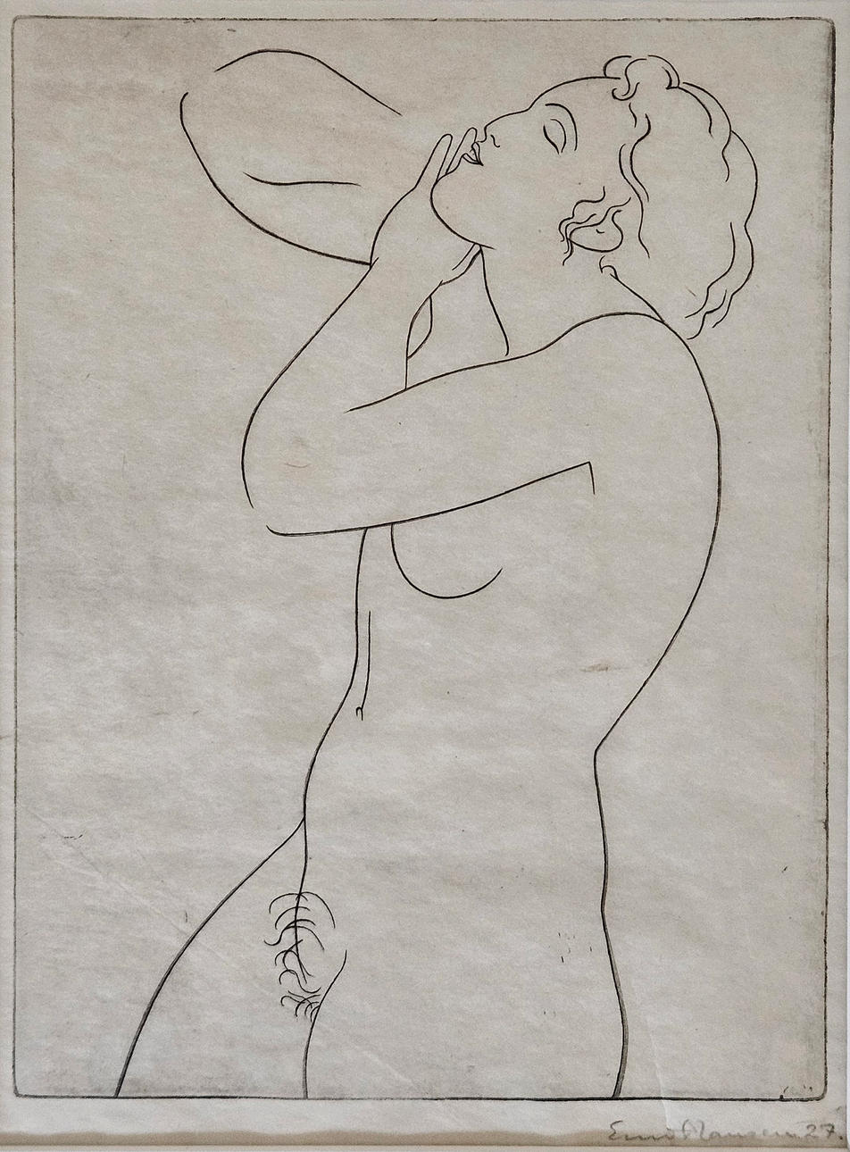 OIDENTIFIERAD KONSTNÄR. Act Study. Graphic sheet, indistinctly signed, dated 27.