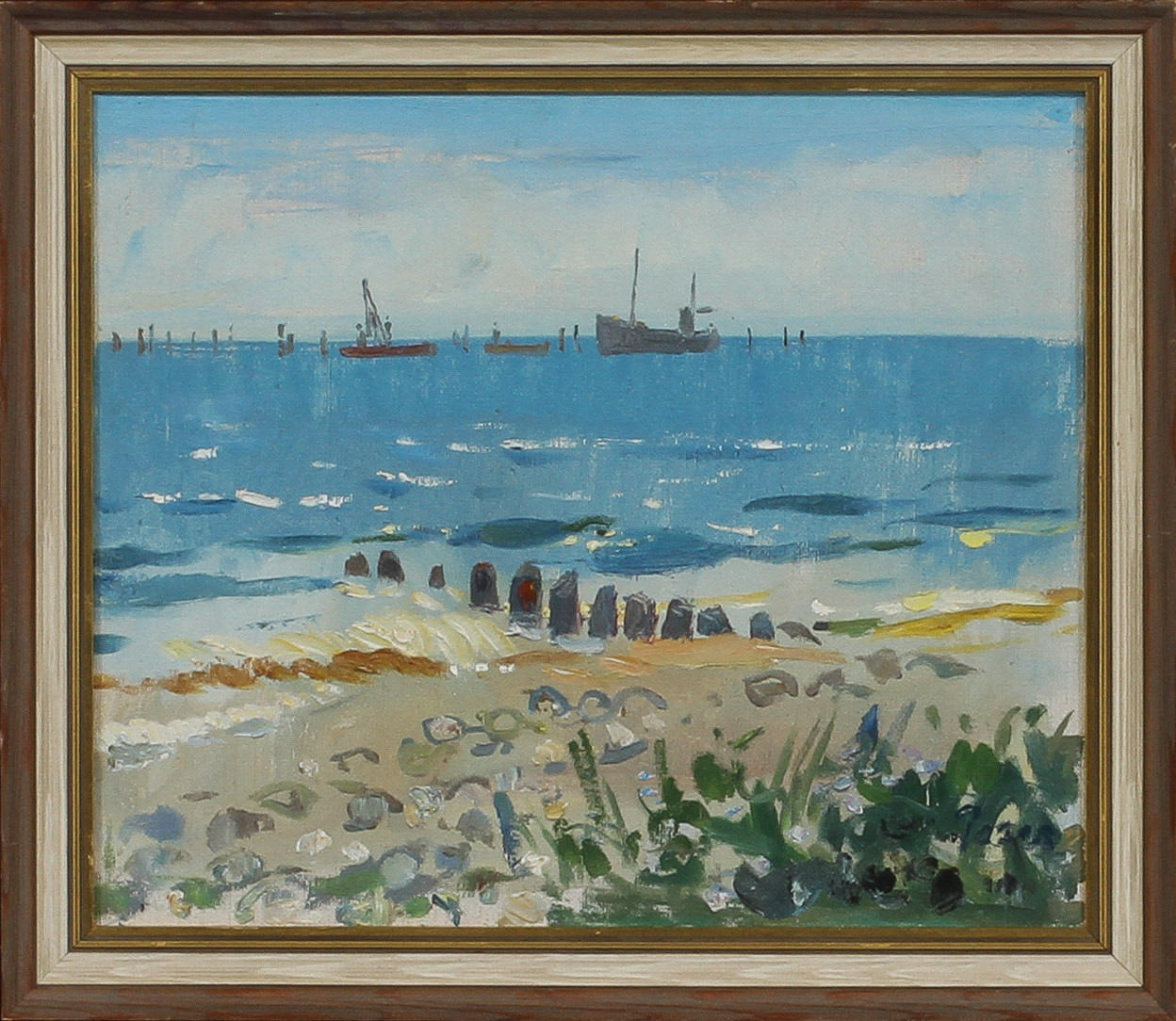MARTIN POSER. Kustbild, olja på duk, signerad.