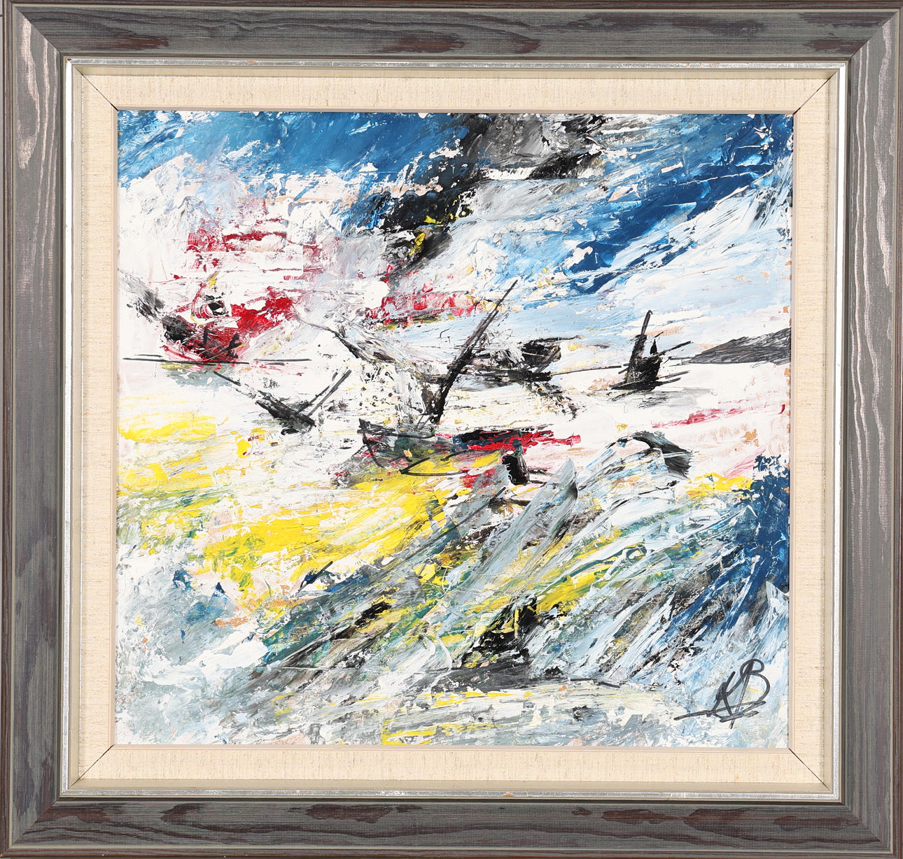 OIDENTIFIERAD KONSTNÄR. OIL ON PANEL signed KB.