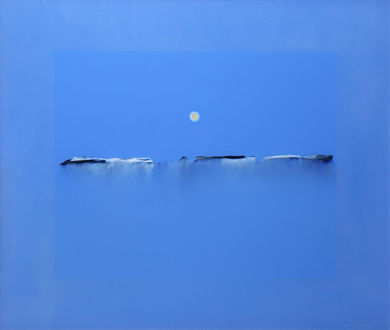 LEIF AHRLE. Glasmålning, komposition, signerad.