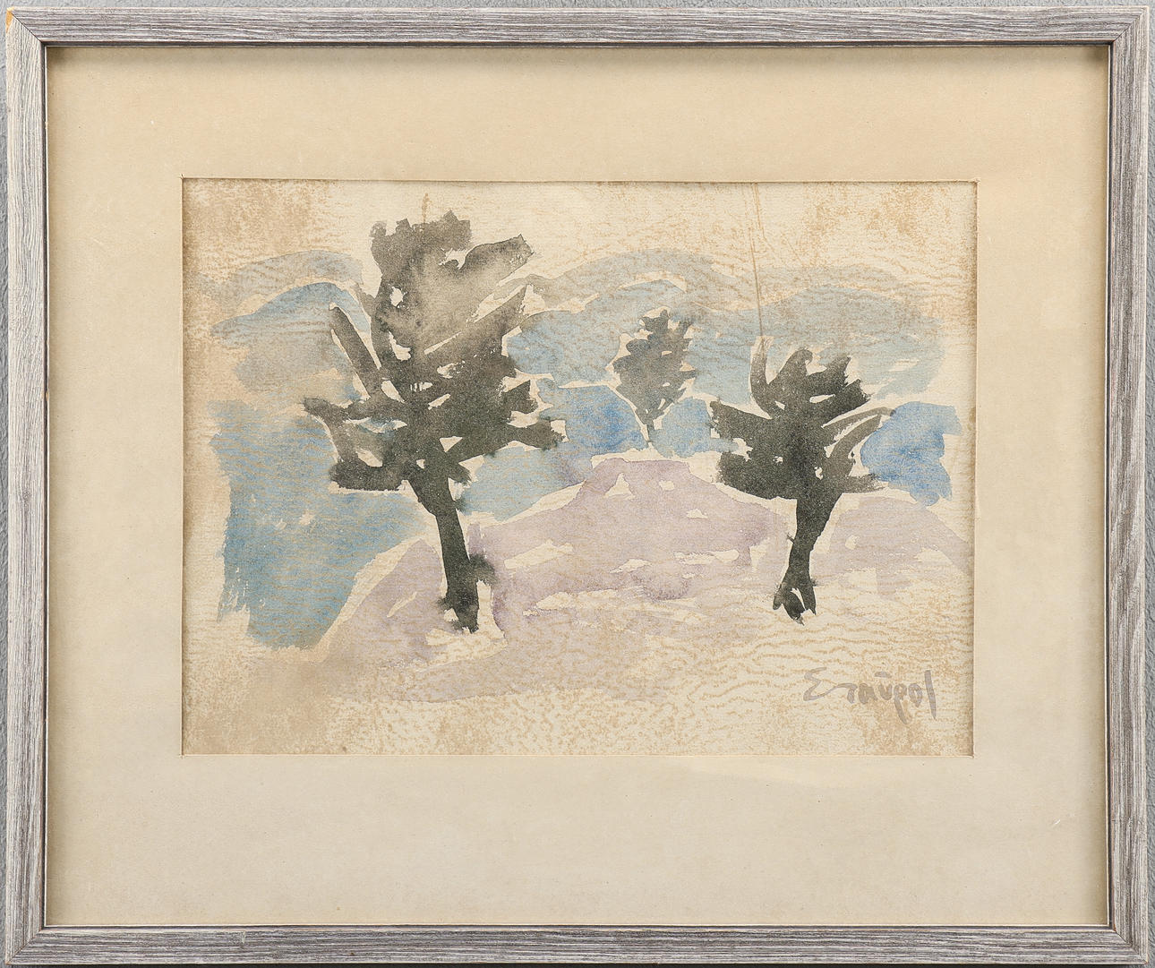 STAVROS PAPASSAVAS. Watercolour, signed.