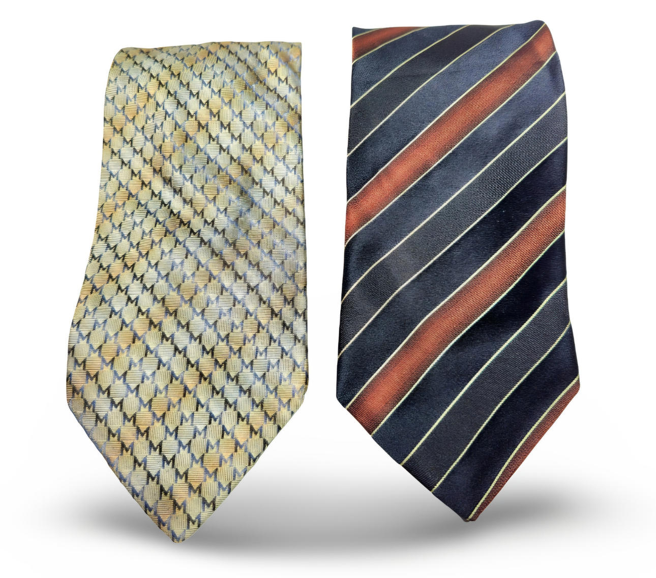 HUGO BOSS AND MOSCHINO. 2 natural silk ties. Vintage & Designer Fashion ...