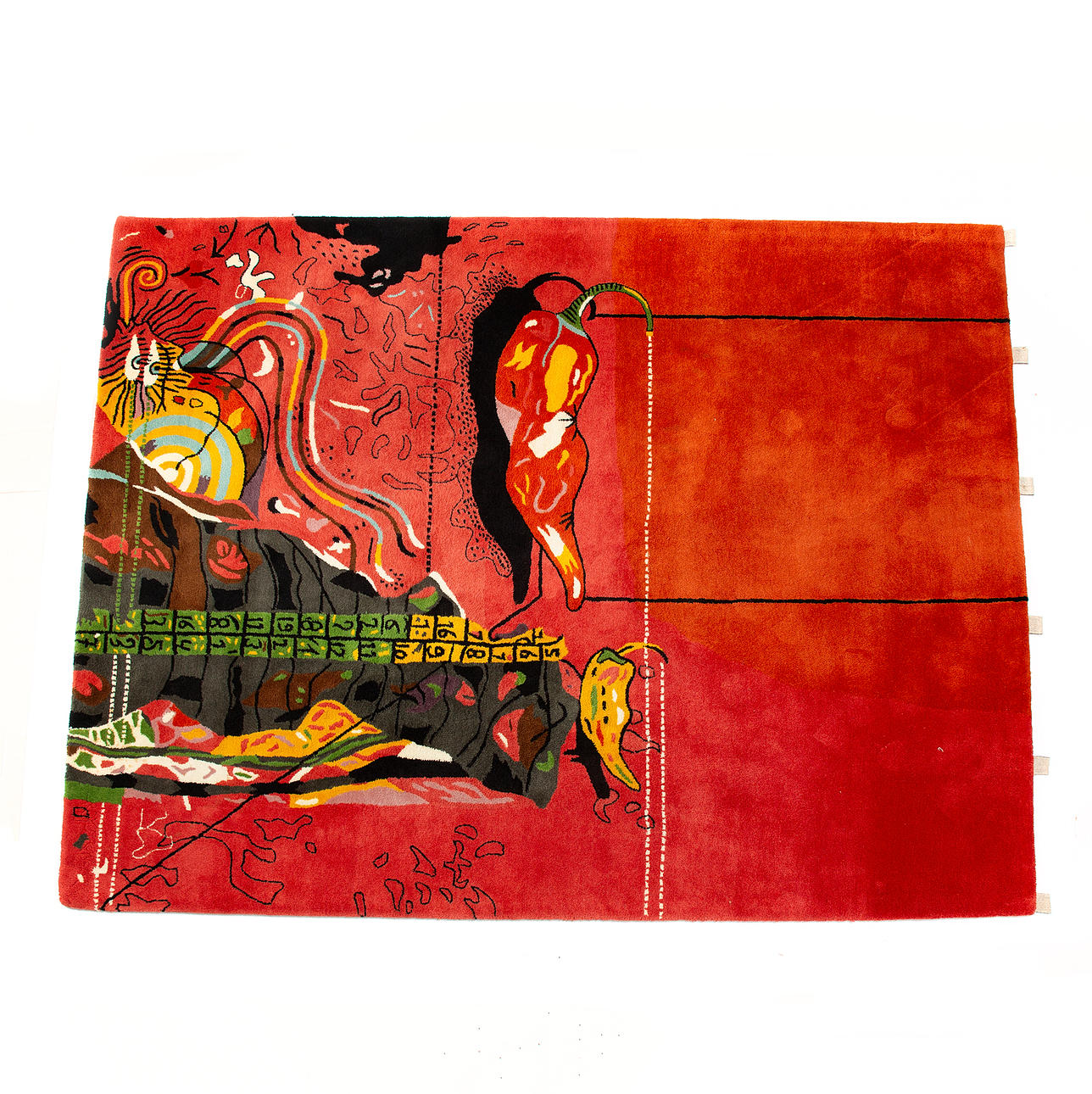 ARDY STRÜWER. Rug/wall hanging, "Torso + pepperonis", wool.