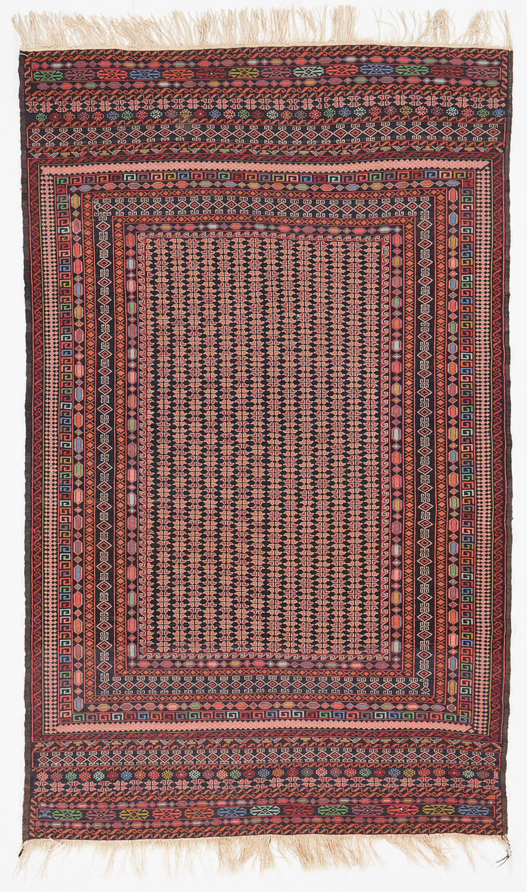 CARPET, soumak, wool on cotton yarn.
