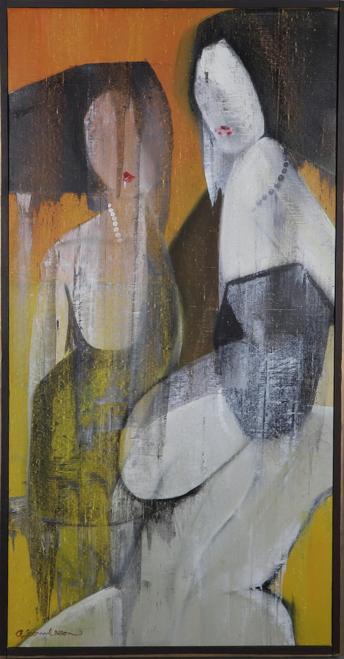 ANDERS SAMUELSSON. “Yealousy” oil on canvas, signed.