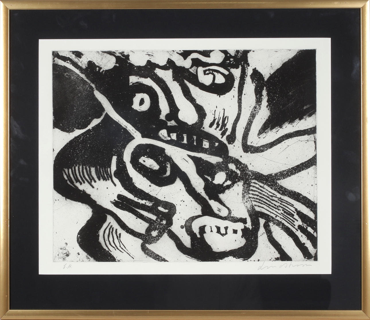 BENGT LINDSTRÖM. Composition with figures, etching, signed EA edition.
