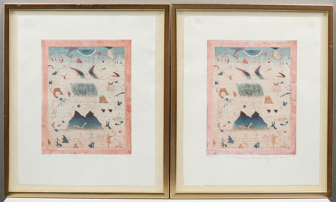 HELMTRUD NYSTRÖM. Litografier 2 stycken, signerade.