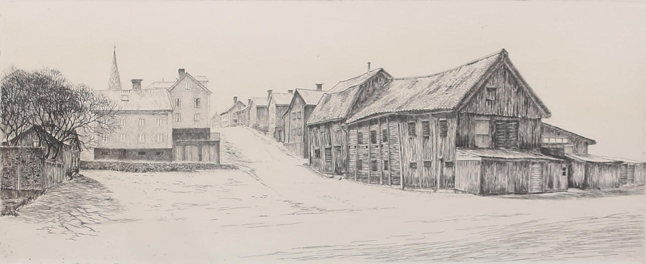 LENNART GLEMME. Stadsgata, lithograph, signed, dated 74, numbered 74/110.