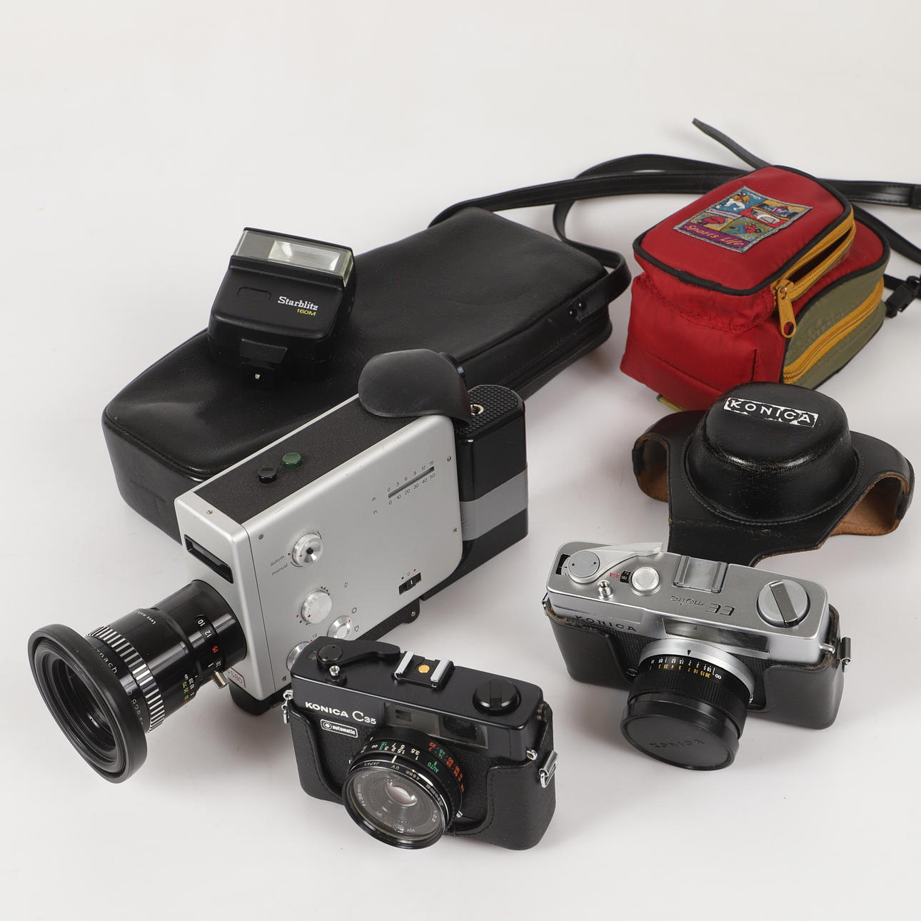 Cameras, 3 pieces, Konica and Braun.
