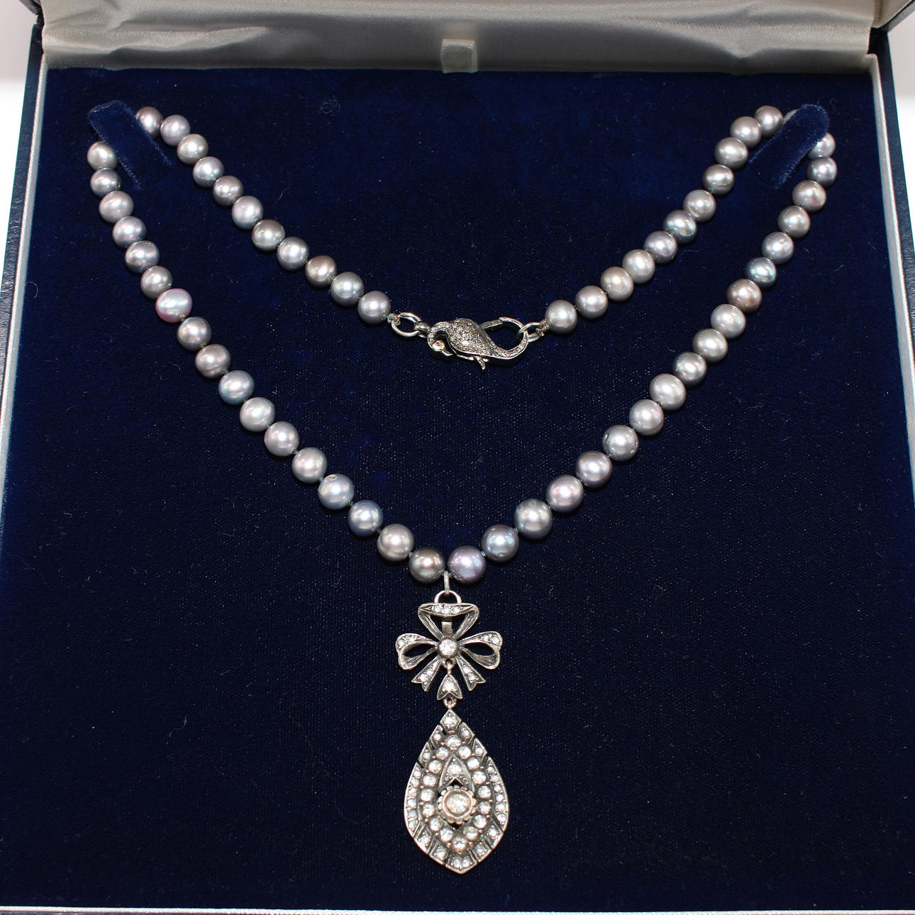 PEARL, RUBY & DIAMOND NECKLACE.