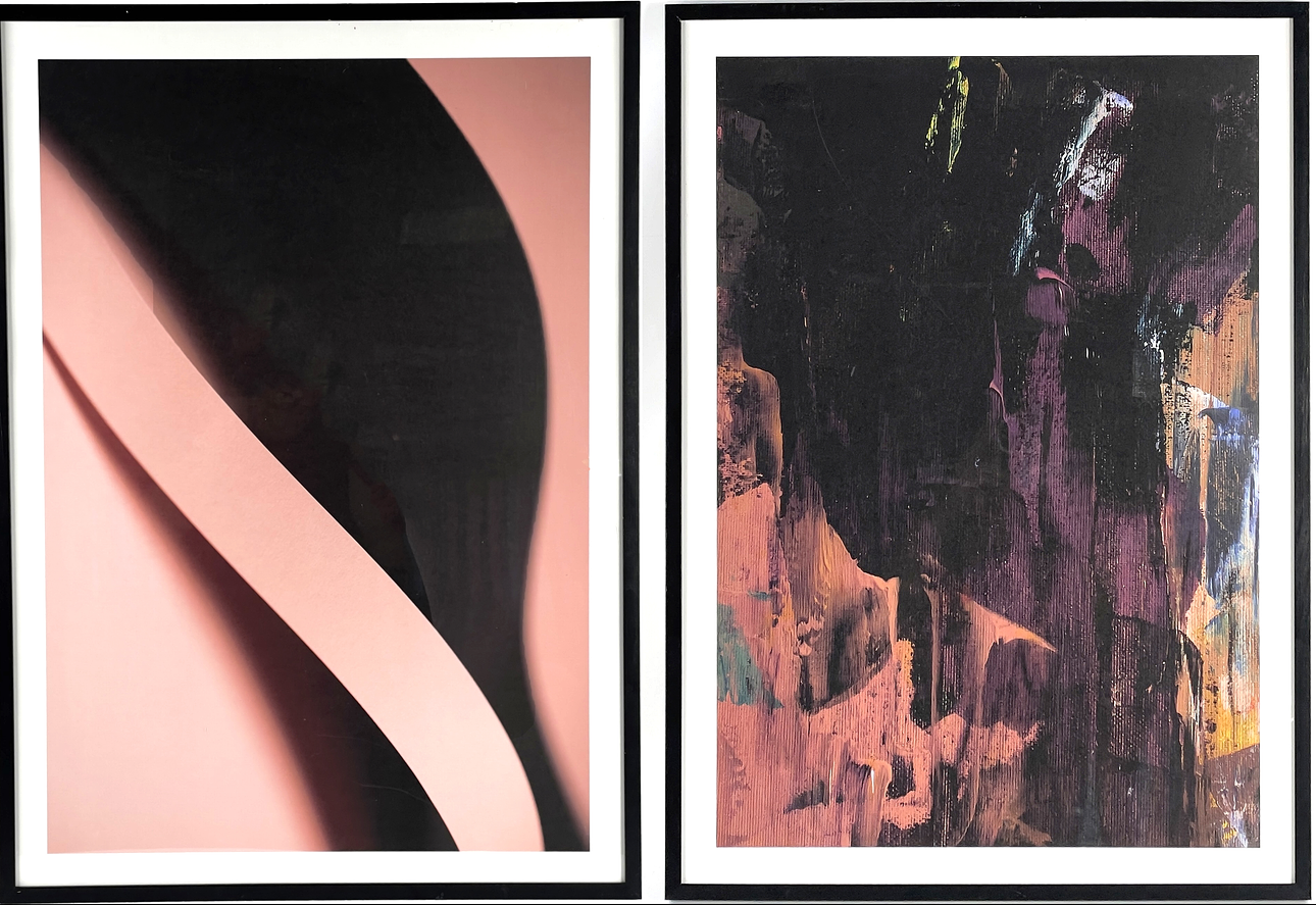 TWO OFFSET POSTERS, “Digital Fragments 1" and “Paperfold Beige”, Dear Sam.