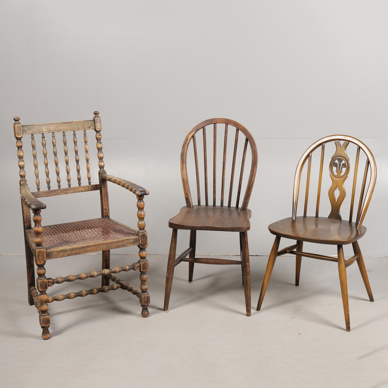 THREE VARIOUS CHAIRS TO INCLUDE ERCOL (3).