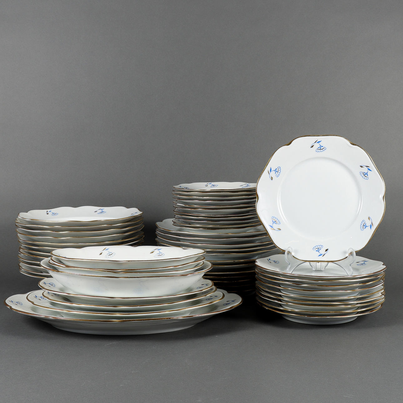 MATSERVIS Karlskrona, "Tyra", blå dekor.