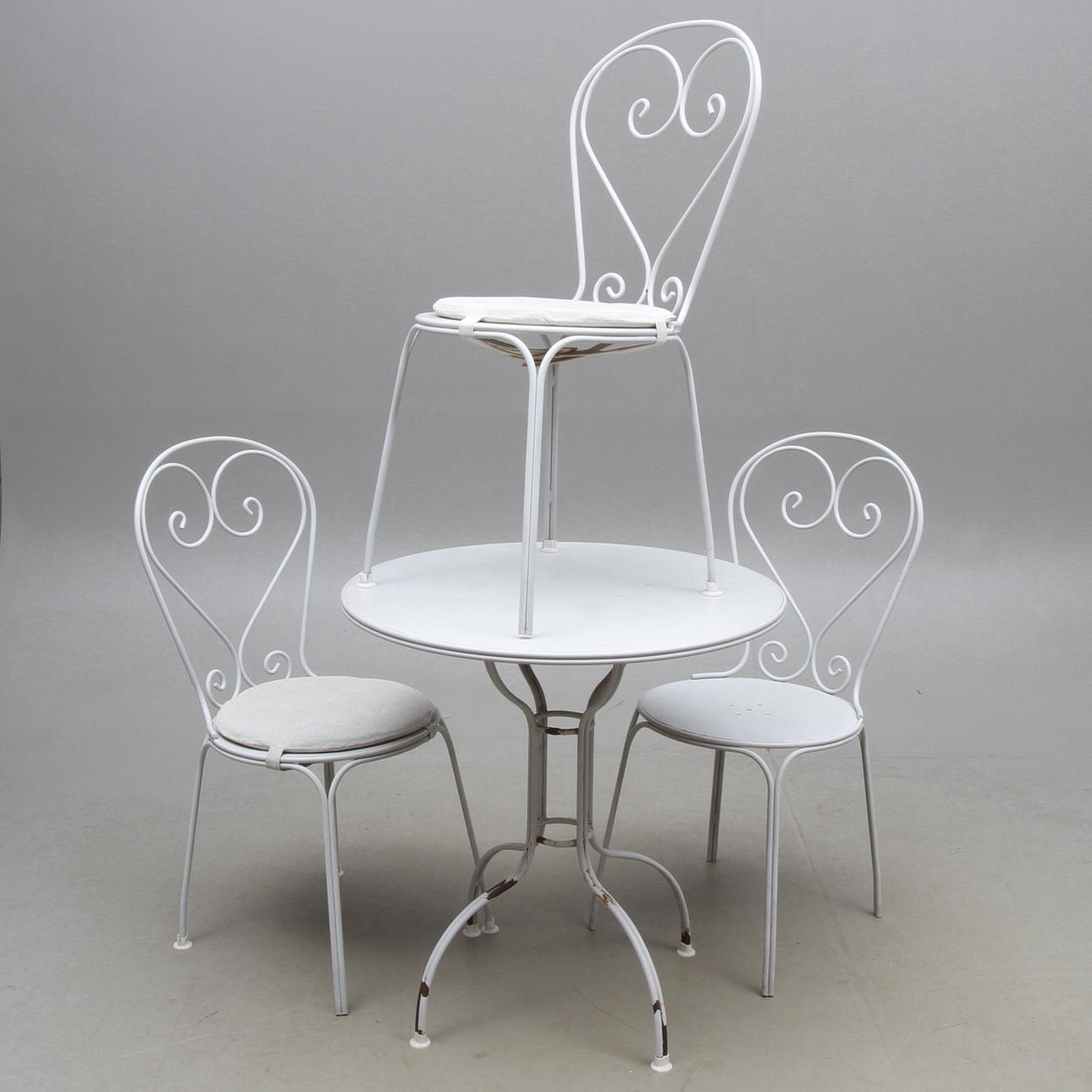 CAFÉBORD, STOLAR 3, metall, 1900-tal.