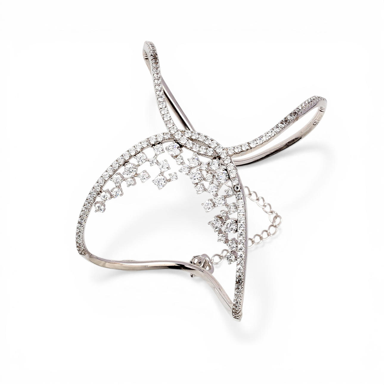 Silver and zircons bangle bracelet.